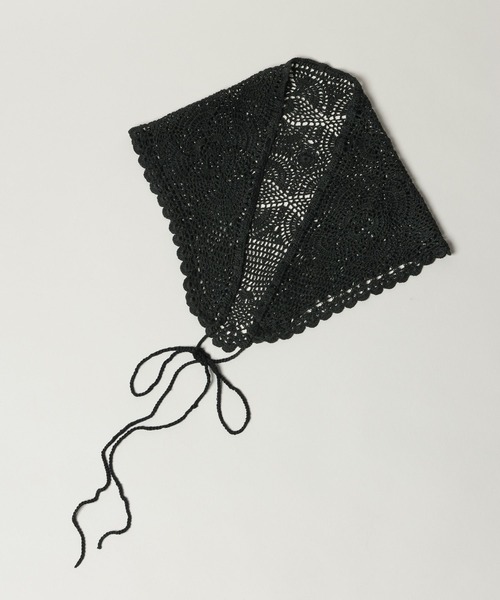 A part by（アパートバイ）の「クロシェトライアングルスカーフ（ストール/ショール・レディース・オフホワイト/ブラック・FREE）」の20枚目の写真