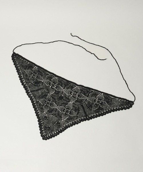 A part by（アパートバイ）の「クロシェトライアングルスカーフ（ストール/ショール・レディース・オフホワイト/ブラック・FREE）」の21枚目の写真