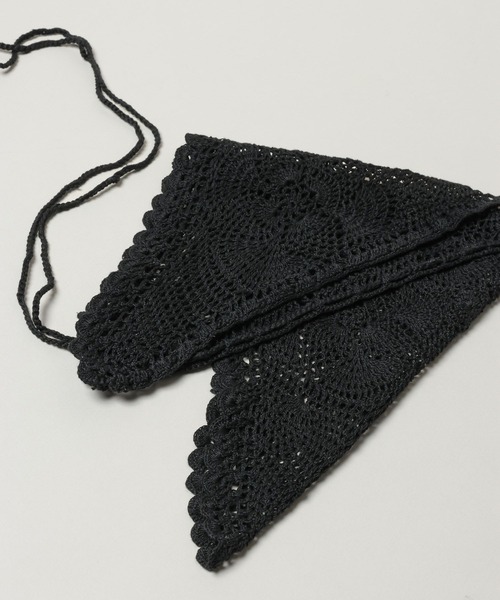 A part by（アパートバイ）の「クロシェトライアングルスカーフ（ストール/ショール・レディース・オフホワイト/ブラック・FREE）」の22枚目の写真