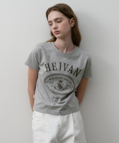 OSTKAKA(オストカーカ)の「エッセンシャル ヘイバン クロップTシャツ メランジグレー(Tシャツ/カットソー・レディース・その他・FREE)」の1枚目の写真