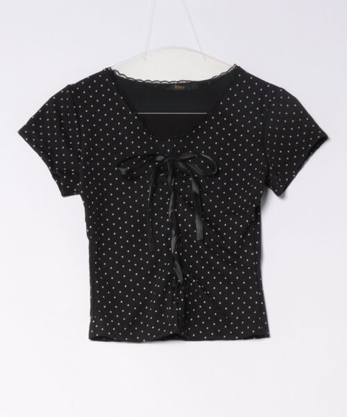 Ritzy(リッツィー)の「ドット柄レースアップ Tシャツ(Tシャツ/カットソー・レディース・ブラック/ブラック系・M/L)」の11枚目の写真
