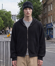 ANOLORCODE（アノローコード）の「ワッフルクロップフードジップアップ (ブラック)（パーカー）」