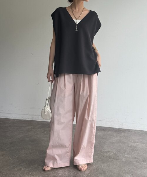 DouDou(ドゥドゥ)の「ガーターフレンチプルオーバー(Tシャツ/カットソー・レディース・ネイビー/チャコールグレー/グレイッシュベージュ・FREE)」の5枚目の写真