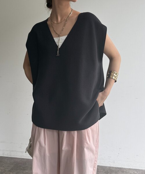DouDou(ドゥドゥ)の「ガーターフレンチプルオーバー(Tシャツ/カットソー・レディース・ネイビー/チャコールグレー/グレイッシュベージュ・FREE)」の10枚目の写真