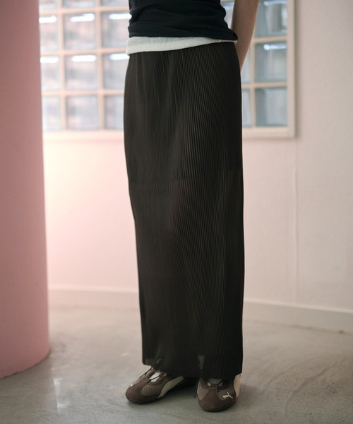 LAULEN(ローレン)の「micro pleated sheer skirt /マイクロプリーツ シアーロングスカート(スカート・レディース・アイボリー/ブラック/ブラウン・FREE)」の19枚目の写真