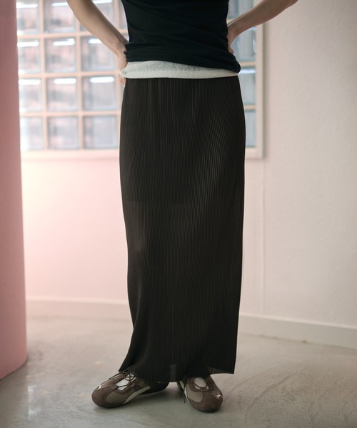 LAULEN(ローレン)の「micro pleated sheer skirt /マイクロプリーツ シアーロングスカート(スカート・レディース・アイボリー/ブラック/ブラウン・FREE)」の20枚目の写真