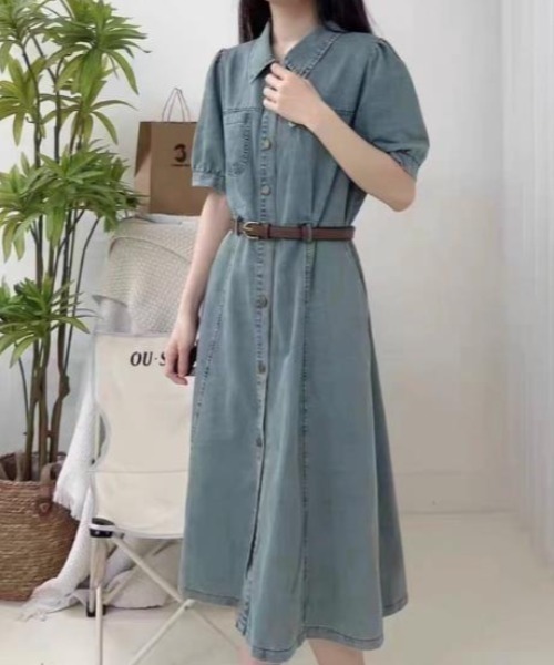 semplice（センプリチェ）の「デニムワンピ【韓国ファッション】（ワンピース・レディース・ブルー・XL/L/M/S）」の3枚目の写真