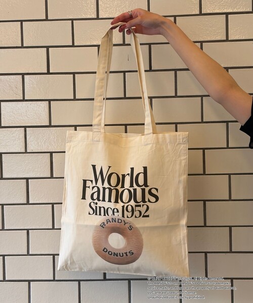 GOOD ROCK SPEED（グッドロックスピード）の「【GOOD ROCK SPEED/グッドロックスピード】Randy's Donuts BAG ランディーズ・ドーナツ トートバッグ（トートバッグ・レディース・ホワイト/アイボリー・フリー）」の6枚目の写真