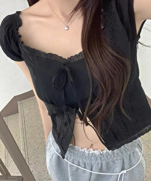 Vipoa（ヴィポア）の「Short frill puff blouse（シャツ/ブラウス・レディース・ブラック/ホワイト・FREE）」の2枚目の写真