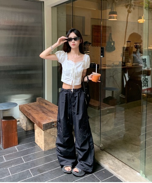 Vipoa（ヴィポア）の「Short frill puff blouse（シャツ/ブラウス・レディース・ブラック/ホワイト・FREE）」の19枚目の写真