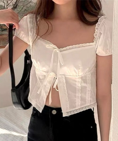 Vipoa（ヴィポア）の「Short frill puff blouse（シャツ/ブラウス・レディース・ブラック/ホワイト・FREE）」の14枚目の写真