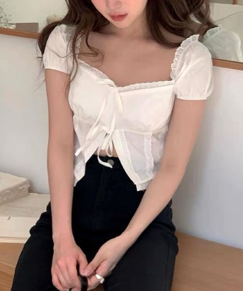 Vipoa（ヴィポア）の「Short frill puff blouse（シャツ/ブラウス・レディース・ブラック/ホワイト・FREE）」の15枚目の写真