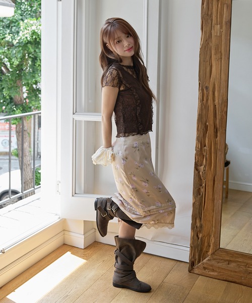 UNE MANSION(ユヌマンション)の「【UNE ORIGINAL】レーストリミング花柄ミディスカート(スカート・レディース・ピンク/アイボリー・SMALL/MEDIUM)」の11枚目の写真