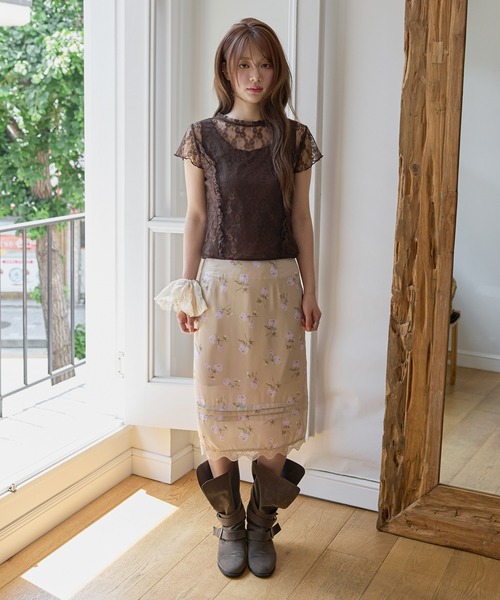 UNE MANSION(ユヌマンション)の「【UNE ORIGINAL】レーストリミング花柄ミディスカート(スカート・レディース・ピンク/アイボリー・SMALL/MEDIUM)」の15枚目の写真