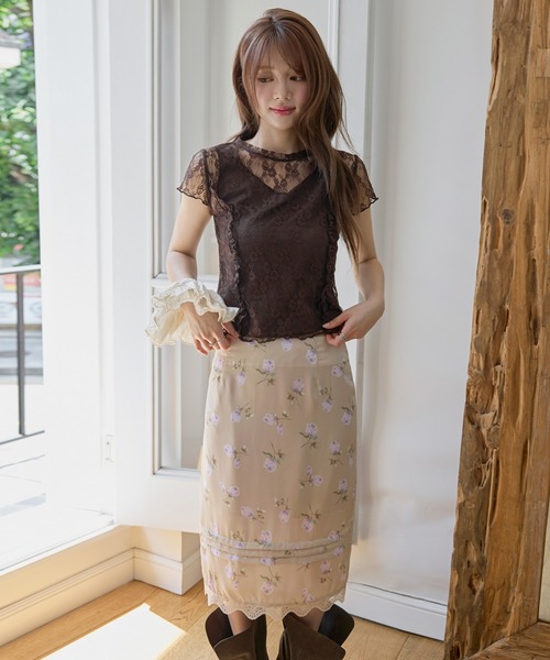 UNE MANSION(ユヌマンション)の「【UNE ORIGINAL】レーストリミング花柄ミディスカート(スカート・レディース・ピンク/アイボリー・SMALL/MEDIUM)」の22枚目の写真