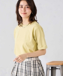 【接触冷感/UVカット/コットン100%/WEB限定】ロールアップハーフスリーブTシャツ