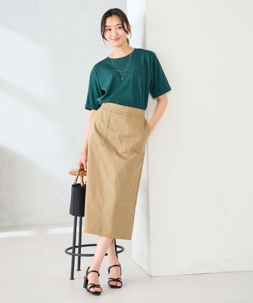 a.v.v(アーヴェヴェ)の「【接触冷感/UVカット/コットン100%/WEB限定】ロールアップハーフスリーブTシャツ(Tシャツ/カットソー・レディース・ミント/ネイビー/アイボリー/ブラック/ホワイト/クリーム/ブルー・36/38/40/42)」の18枚目の写真