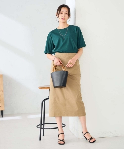a.v.v(アーヴェヴェ)の「【接触冷感/UVカット/コットン100%/WEB限定】ロールアップハーフスリーブTシャツ(Tシャツ/カットソー・レディース・ミント/ネイビー/アイボリー/ブラック/ホワイト/クリーム/ブルー・36/38/40/42)」の19枚目の写真