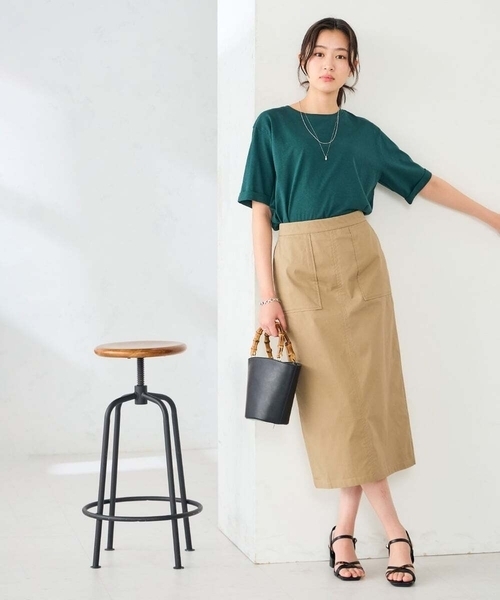 a.v.v(アーヴェヴェ)の「【接触冷感/UVカット/コットン100%/WEB限定】ロールアップハーフスリーブTシャツ(Tシャツ/カットソー・レディース・ミント/ネイビー/アイボリー/ブラック/ホワイト/クリーム/ブルー・36/38/40/42)」の22枚目の写真