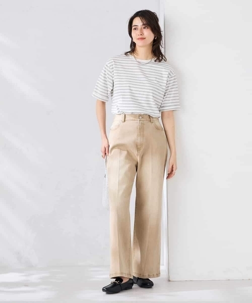 a.v.v(アーヴェヴェ)の「【接触冷感/UVカット/コットン100%/WEB限定】ロールアップハーフスリーブTシャツ(Tシャツ/カットソー・レディース・ミント/ネイビー/アイボリー/ブラック/ホワイト/クリーム/ブルー・36/38/40/42)」の8枚目の写真
