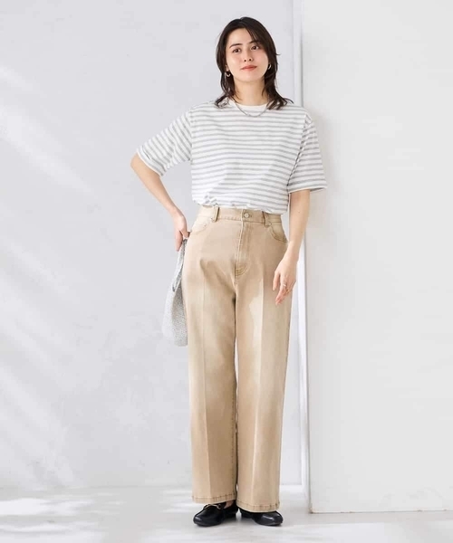 a.v.v(アーヴェヴェ)の「【接触冷感/UVカット/コットン100%/WEB限定】ロールアップハーフスリーブTシャツ(Tシャツ/カットソー・レディース・ミント/ネイビー/アイボリー/ブラック/ホワイト/クリーム/ブルー・36/38/40/42)」の9枚目の写真