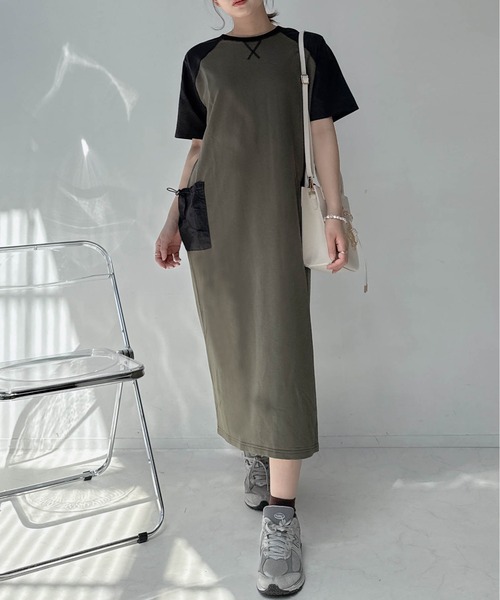 AS KNOW AS plus(アズノゥアズプラス)の「〇ゆったり楽ちん ラグランポケットドロスト付き Tシャツワンピース(ワンピース・レディース・カーキ/チャコールグレー/ブラック・FREE)」の17枚目の写真