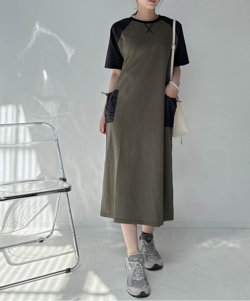 AS KNOW AS plus(アズノゥアズプラス)の「〇ゆったり楽ちん ラグランポケットドロスト付き Tシャツワンピース(ワンピース・レディース・カーキ/チャコールグレー/ブラック・FREE)」の16枚目の写真