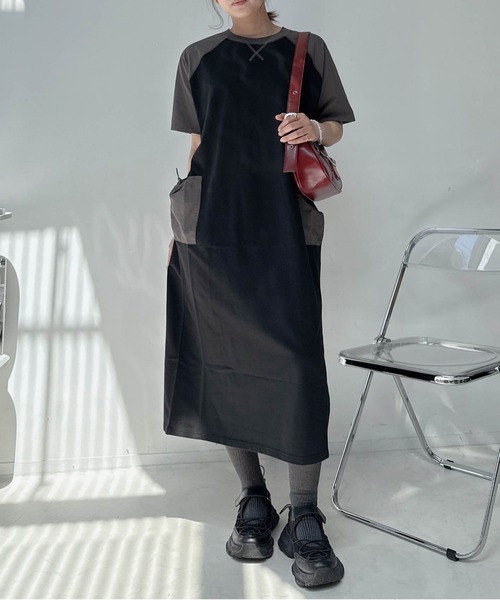 AS KNOW AS plus(アズノゥアズプラス)の「〇ゆったり楽ちん ラグランポケットドロスト付き Tシャツワンピース(ワンピース・レディース・カーキ/チャコールグレー/ブラック・FREE)」の12枚目の写真