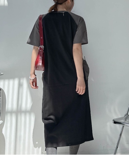 AS KNOW AS plus(アズノゥアズプラス)の「〇ゆったり楽ちん ラグランポケットドロスト付き Tシャツワンピース(ワンピース・レディース・カーキ/チャコールグレー/ブラック・FREE)」の9枚目の写真