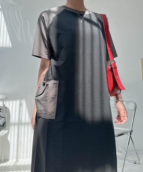 AS KNOW AS plus(アズノゥアズプラス)の「〇ゆったり楽ちん ラグランポケットドロスト付き Tシャツワンピース(ワンピース・レディース・カーキ/チャコールグレー/ブラック・FREE)」の8枚目の写真