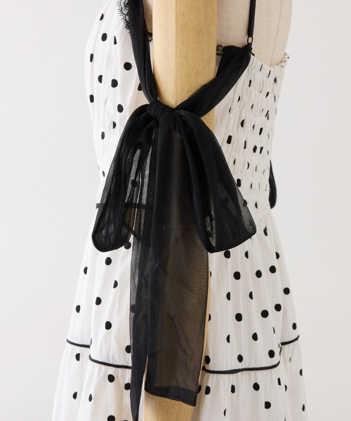 one after another NICE CLAUP（ワンアフターアナザーナイスクラップ）の「【SMサイズ展開あり】サイドカットロングワンピース（ワンピース・レディース・ブラック/ブルー系その他/ドット/チェック・SMALL/MEDIUM）」の16枚目の写真