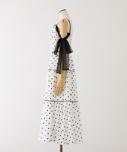 one after another NICE CLAUP（ワンアフターアナザーナイスクラップ）の「【SMサイズ展開あり】サイドカットロングワンピース（ワンピース・レディース・ブラック/ブルー系その他/ドット/チェック・SMALL/MEDIUM）」の10枚目の写真