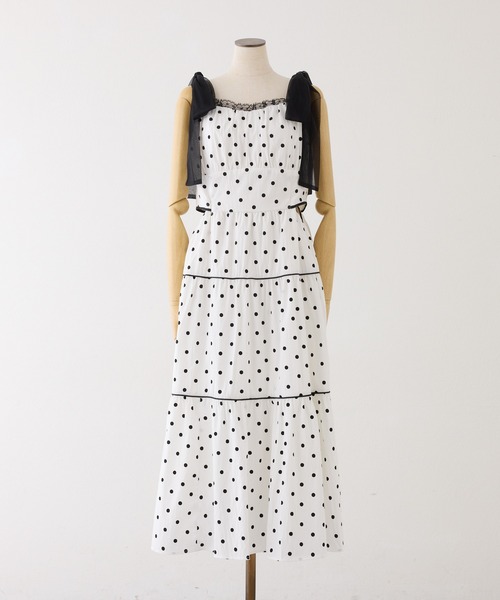 one after another NICE CLAUP（ワンアフターアナザーナイスクラップ）の「【SMサイズ展開あり】サイドカットロングワンピース（ワンピース・レディース・ブラック/ブルー系その他/ドット/チェック・SMALL/MEDIUM）」の9枚目の写真