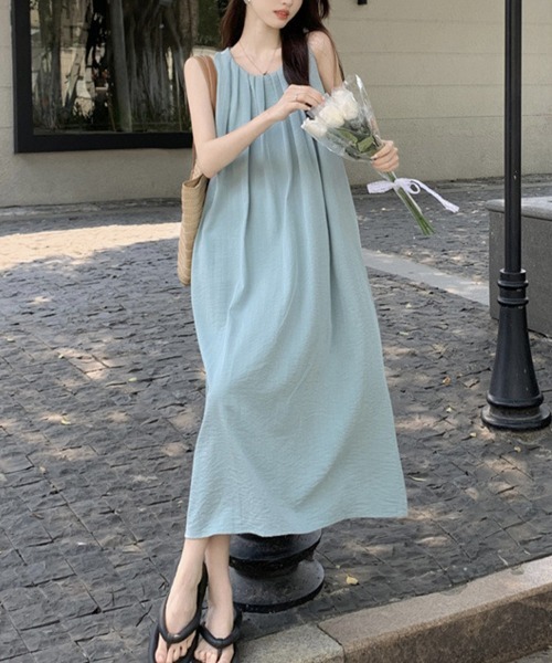 mielu(ミエル)の「Aラインリラックスロングワンピース(ワンピース・レディース・ミント/ブラック・LARGE/MEDIUM)」の10枚目の写真