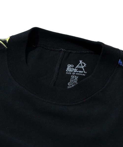 go slow caravan(ゴースローキャラバン)の「RAY綿 アクティブパターン切替ハッピーフラワー PKT TEE(Tシャツ/カットソー・メンズ・ブラック/ホワイト・MEDIUM/LARGE/X-LARGE)」の5枚目の写真