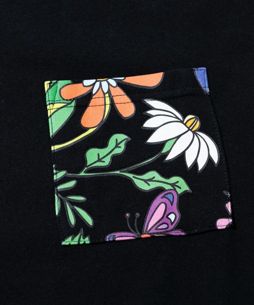 go slow caravan(ゴースローキャラバン)の「RAY綿 アクティブパターン切替ハッピーフラワー PKT TEE(Tシャツ/カットソー・メンズ・ブラック/ホワイト・MEDIUM/LARGE/X-LARGE)」の6枚目の写真