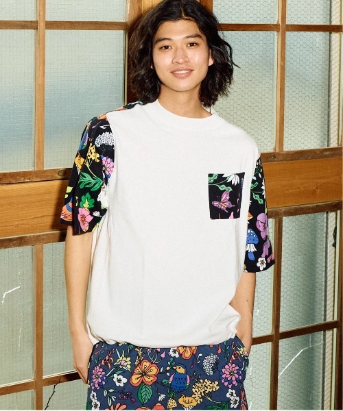 go slow caravan(ゴースローキャラバン)の「RAY綿 アクティブパターン切替ハッピーフラワー PKT TEE(Tシャツ/カットソー・メンズ・ブラック/ホワイト・MEDIUM/LARGE/X-LARGE)」の18枚目の写真