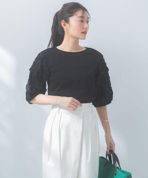 URBAN RESEARCH ROSSO WOMEN(アーバンリサーチ ロッソ)の「『WEB/一部店舗限定』フラワードッキングカットソー(Tシャツ/カットソー・レディース・イエロー/ホワイト/ブラック/グレー・FREE)」の18枚目の写真
