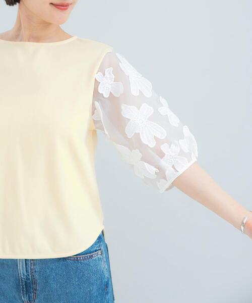 URBAN RESEARCH ROSSO WOMEN(アーバンリサーチ ロッソ)の「『WEB/一部店舗限定』フラワードッキングカットソー(Tシャツ/カットソー・レディース・イエロー/ホワイト/ブラック/グレー・FREE)」の8枚目の写真