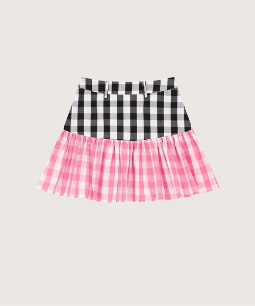 LA POMME petit(ラポミ・プチ)の「Contrast Plaid Pleated Skirt(スカート・レディース・ピンク/ブルー・SMALL/MEDIUM/LARGE)」の1枚目の写真