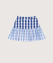 Contrast Plaid Pleated Skirt