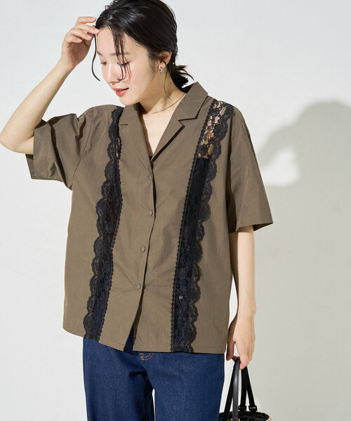 FREAK'S STORE(フリークスストア)の「限定展開 レース 切り替え シアー 開襟 シャツ(シャツ/ブラウス・レディース・オフホワイト/ブラック/ブラウン系その他・フリ-)」の14枚目の写真