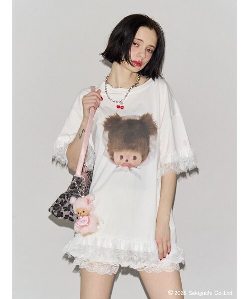 jouetie(ジュエティ)の「【Bebichhichi×jouetie】レースドッキングルーズTシャツ(Tシャツ/カットソー・レディース・ブラック/アイボリー/ブルー・FREE)」の14枚目の写真