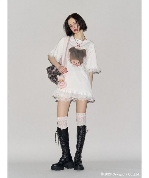 jouetie(ジュエティ)の「【Bebichhichi×jouetie】レースドッキングルーズTシャツ(Tシャツ/カットソー・レディース・ブラック/アイボリー/ブルー・FREE)」の16枚目の写真