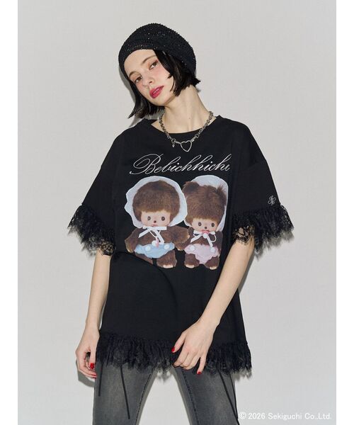 jouetie(ジュエティ)の「【Bebichhichi×jouetie】レースドッキングルーズTシャツ(Tシャツ/カットソー・レディース・ブラック/アイボリー/ブルー・FREE)」の5枚目の写真