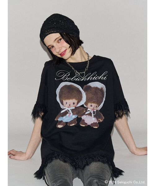 jouetie(ジュエティ)の「【Bebichhichi×jouetie】レースドッキングルーズTシャツ(Tシャツ/カットソー・レディース・ブラック/アイボリー/ブルー・FREE)」の9枚目の写真