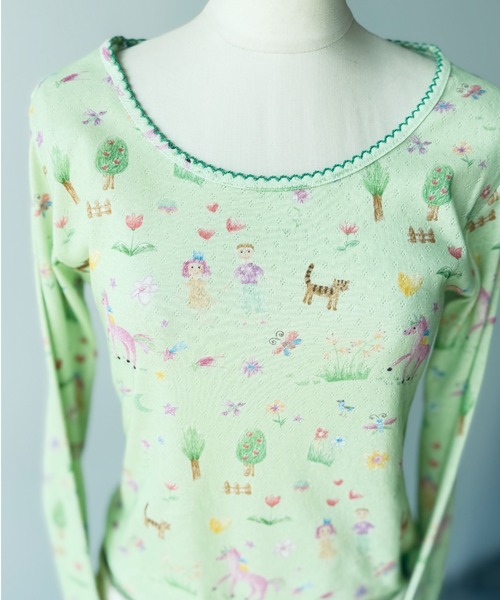 Y2K SYNAPSE FACTORY（ワイツーケー シナプスファクトリー）の「【fairy tale】プリントロングTシャツ（Tシャツ/カットソー・レディース・ミント/サックスブルー・FREE）」の2枚目の写真