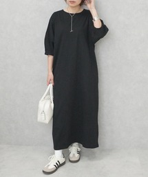 天竺ポケット付き楽ちんロングワンピース