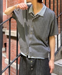 CABLE KNIT LAYERED SHIRT/ケーブル編みレイヤードシャツ