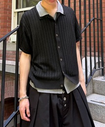 kutir | CABLE KNIT LAYERED SHIRT/ケーブル編みレイヤードシャツ(シャツ/ブラウス)